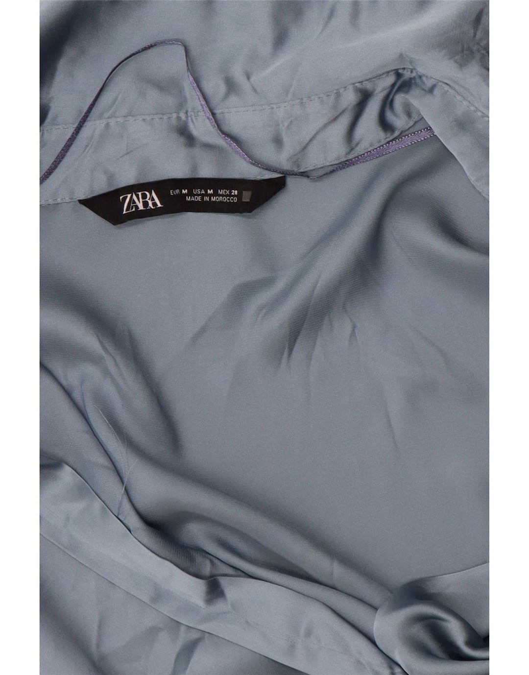 Zara Womens Shirt Blouse UK 14 Medium Blue Polyester