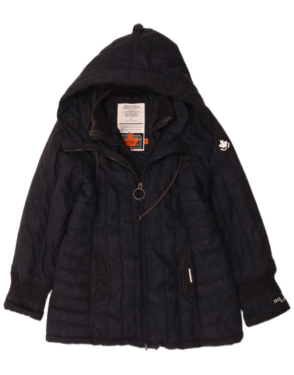 KHUJO Womens Hooded Padded Coat UK 18 XL Navy Blue Polyester