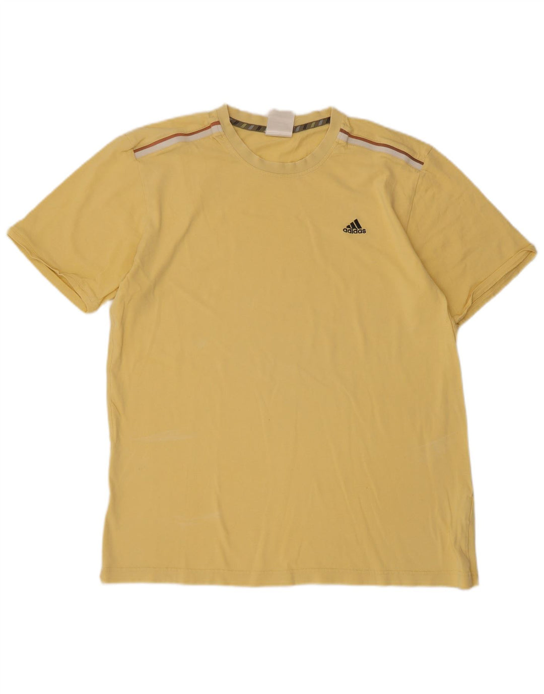 Adidas Mens T-Shirt Top Large Yellow Cotton