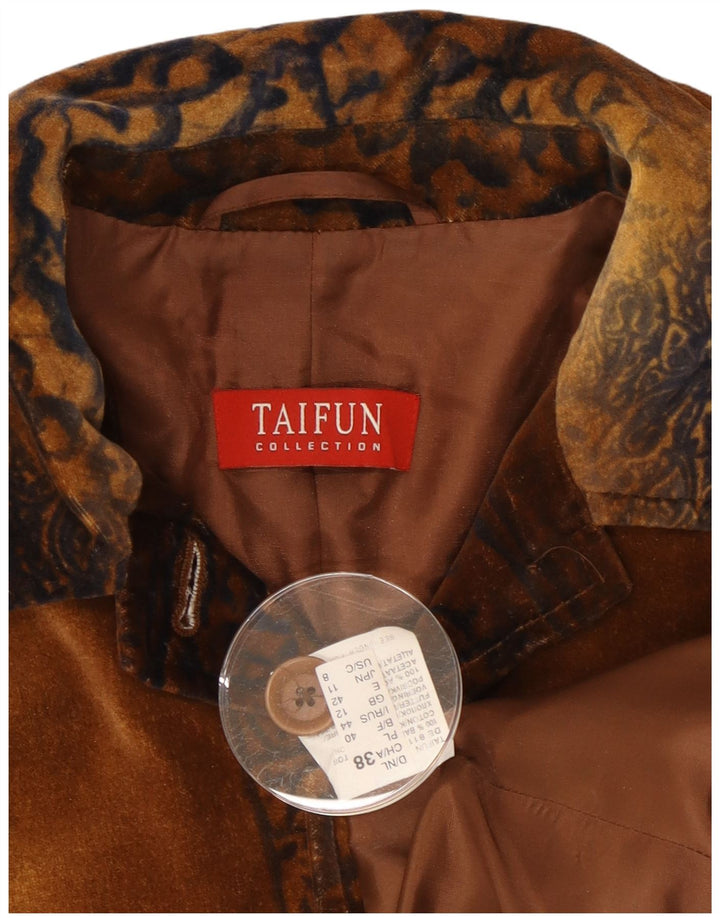 Taifun Womens Velvet 4 Button Blazer Jacket UK 12 Medium Brown Paisley
