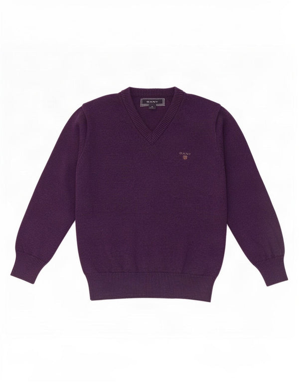 Gant Boys V-Neck Jumper Sweater 5-6 Years Small Purple Cotton