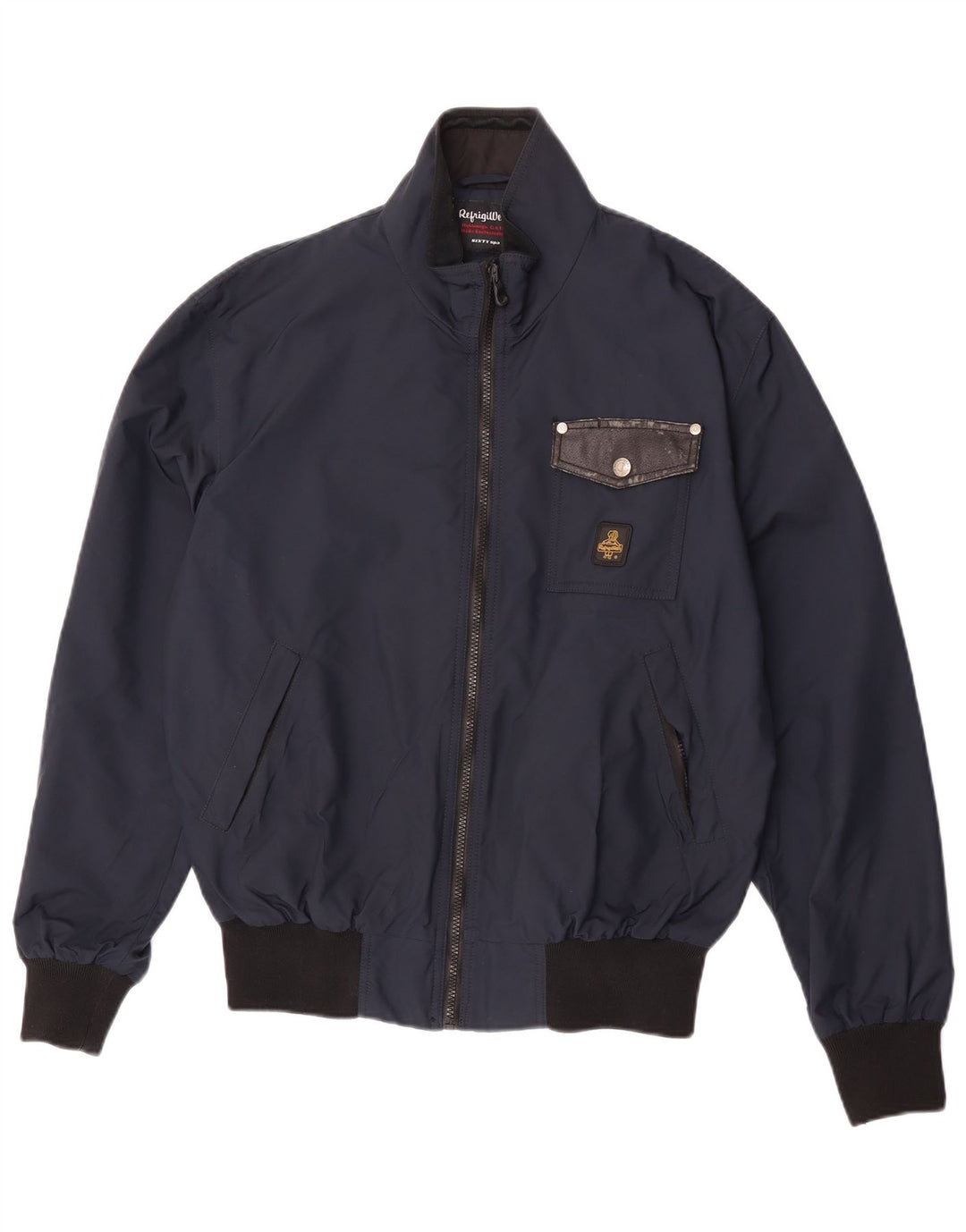 Refrigiwear Mens Rain Jacket IT 48 Medium Navy Blue Colourblock Nylon