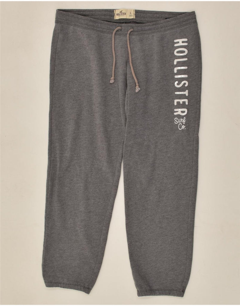 HOLLISTER Womens Graphic Tracksuit Trousers Joggers UK 16 Large Grey | Vintage Hollister | Thrift | Second-Hand Hollister | Used Clothing | Messina Hembry 