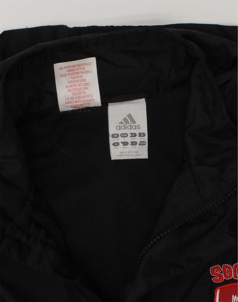 ADIDAS Boys Hooded Windbreaker Jacket 9-10 Years Black Polyamide | Vintage Adidas | Thrift | Second-Hand Adidas | Used Clothing | Messina Hembry 