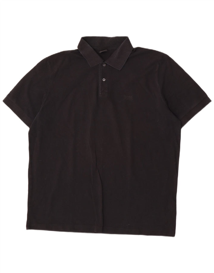 Hugo Boss Mens Polo Shirt 2XL Black Cotton