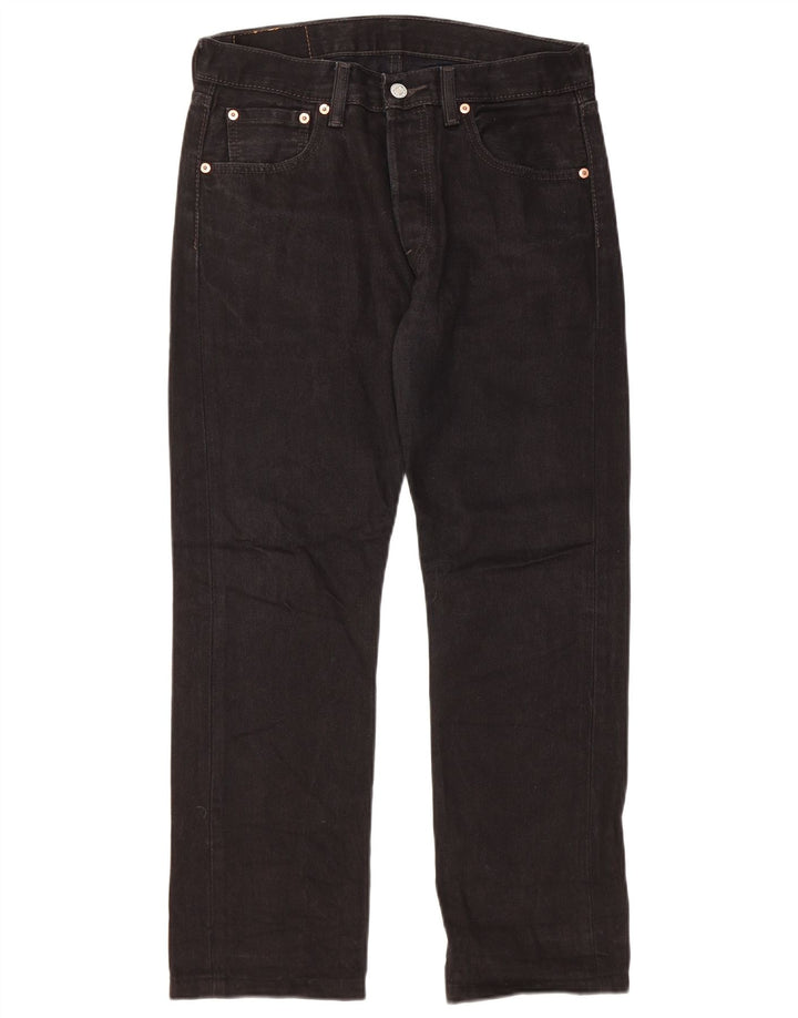LEVI'S Mens 501 Straight Jeans W30 L26 Black Cotton
