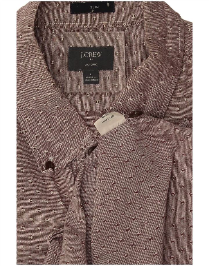 J. Crew Mens Oxford Slim Shirt Large Maroon Spotted Cotton