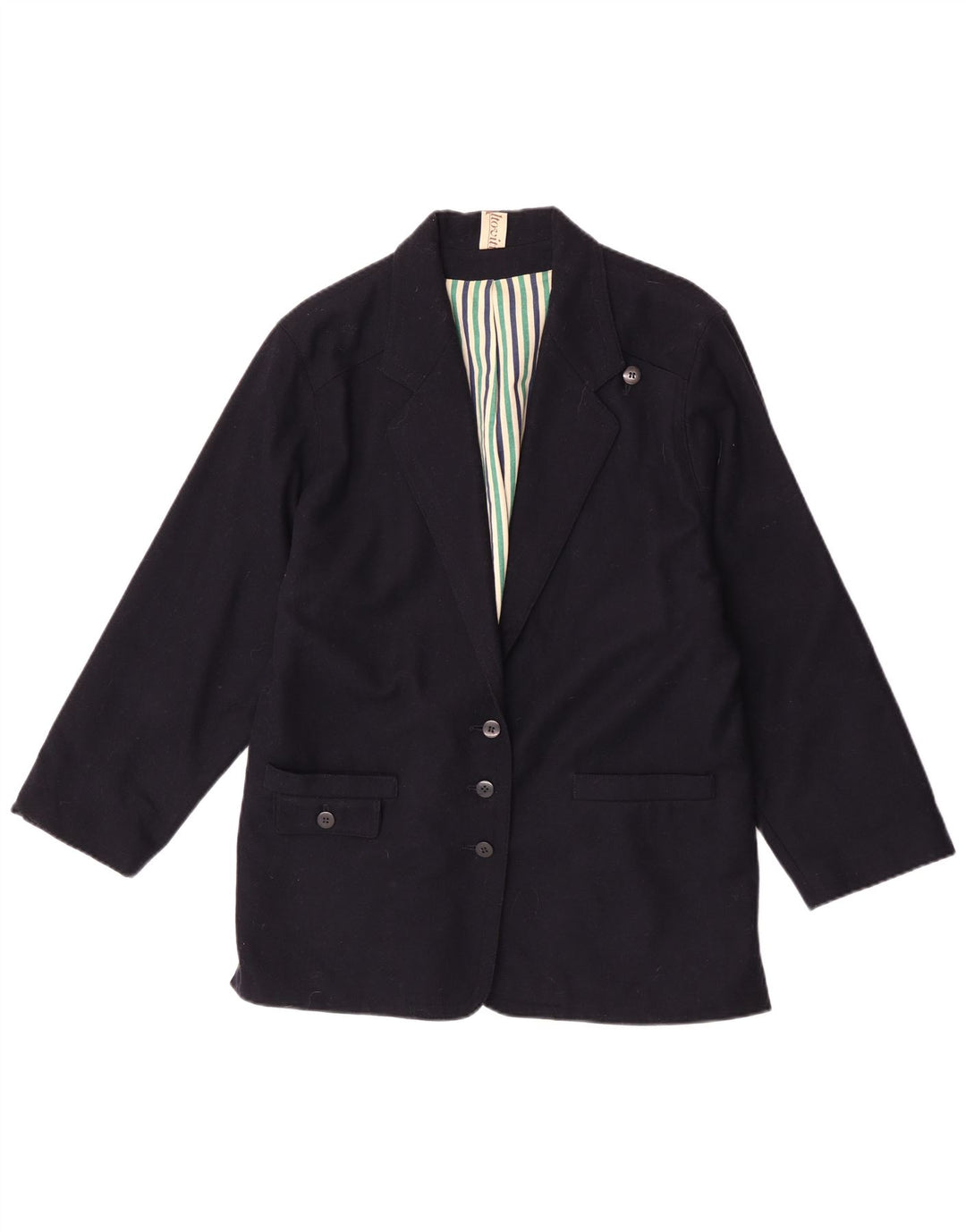 Vintage Womens 3 Button Blazer Jacket UK 16 Large Navy Blue
