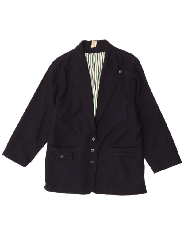 Vintage Womens 3 Button Blazer Jacket UK 16 Large Navy Blue