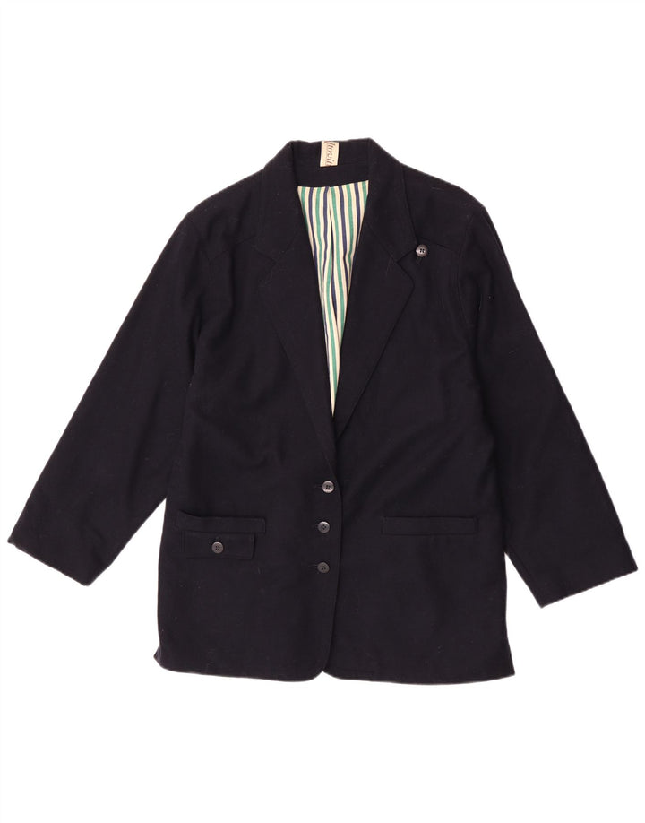 Vintage Womens 3 Button Blazer Jacket UK 16 Large Navy Blue
