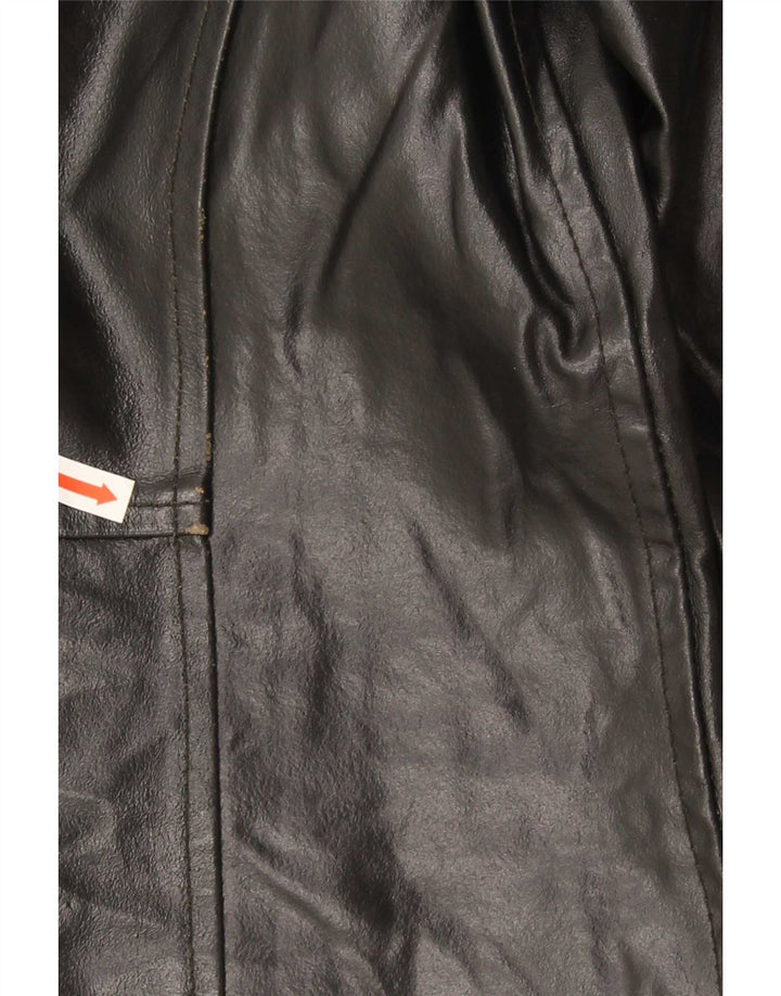Vintage Womens Leather Coat UK 14 Medium Black