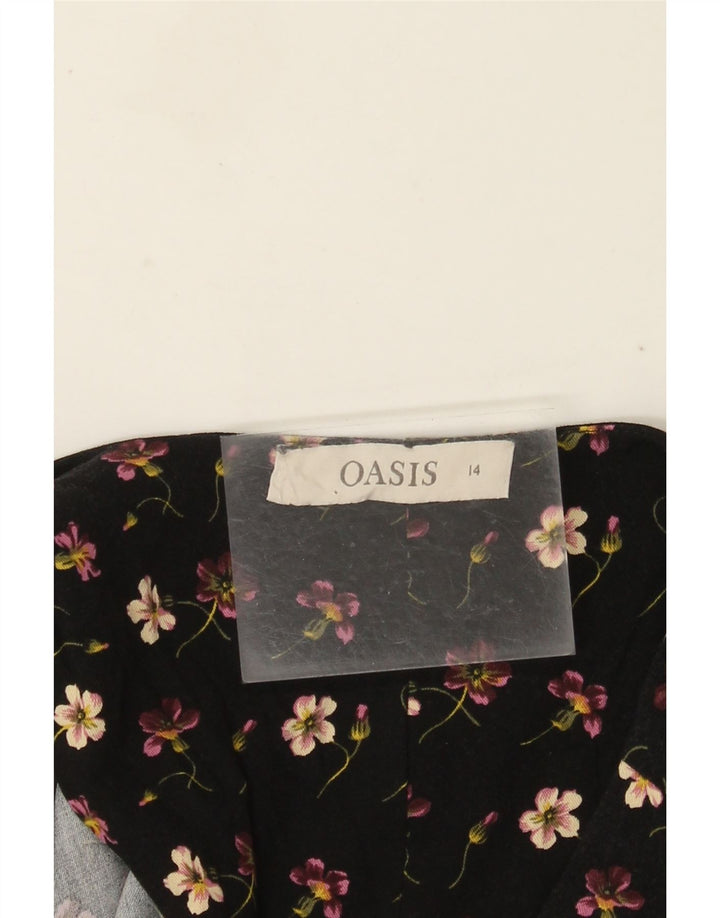Oasis Womens Short Sleeve Jumpsuit UK 14 Medium Black Floral