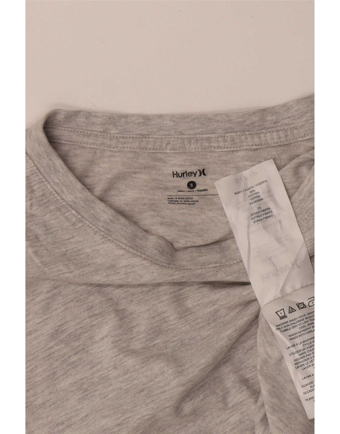 Hurley Mens Graphic Top Long Sleeve Small Grey Cotton