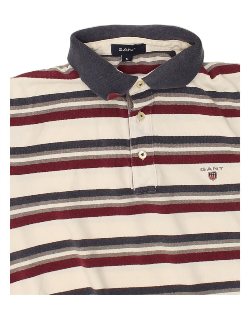 GANT Mens Polo Shirt Medium Beige Striped Cotton | Vintage Gant | Thrift | Second-Hand Gant | Used Clothing | Messina Hembry 