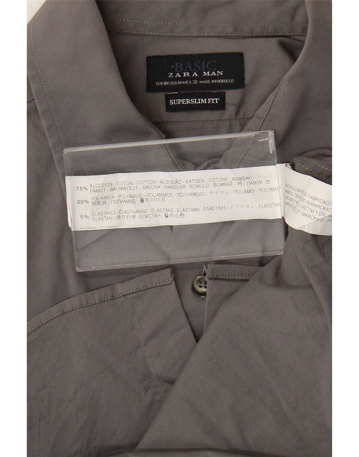 Zara Mens Super Slim Fit Shirt Medium Grey Cotton