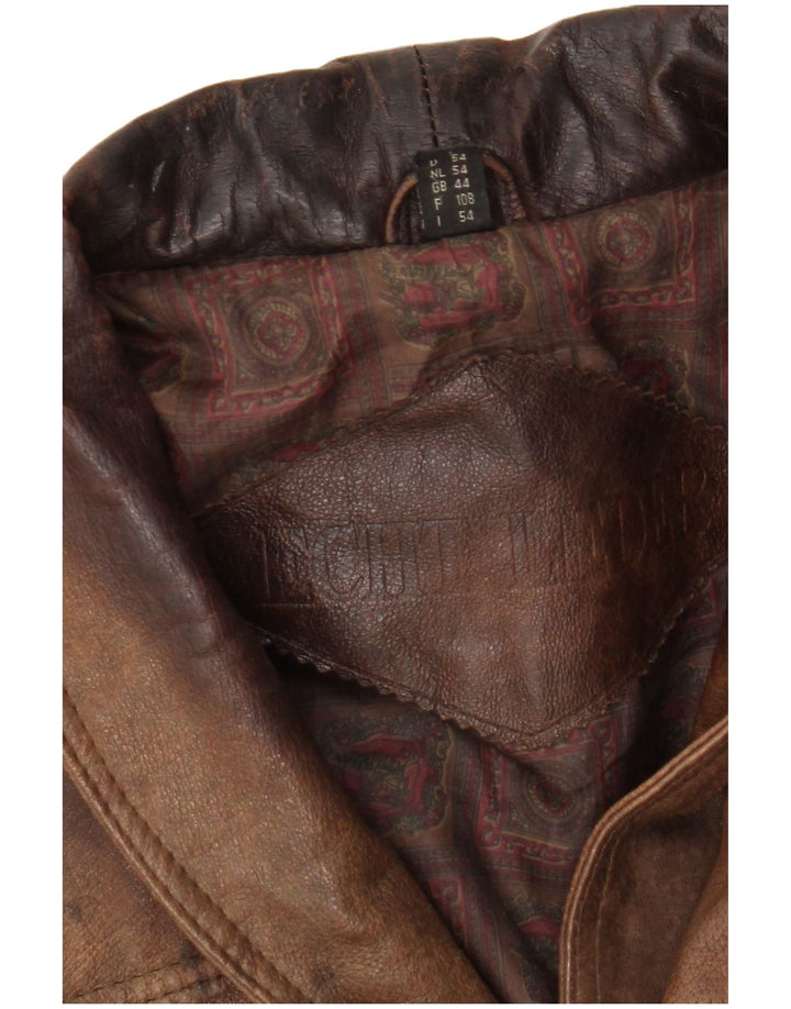 Vintage Mens Leather Jacket UK 44 2XL Brown Leather