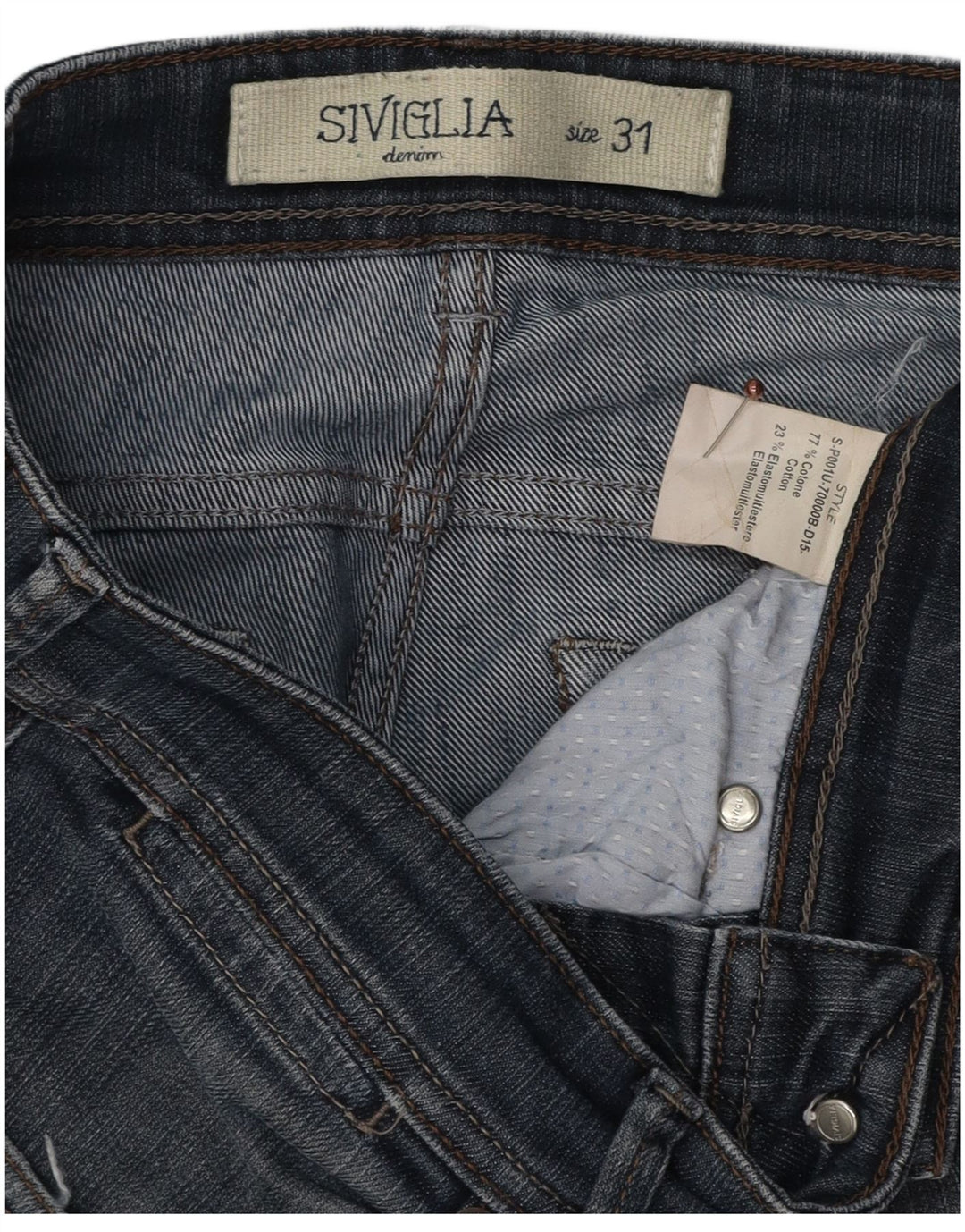 SIVIGLIA Mens Slim Jeans W31 L32 Navy Blue Cotton