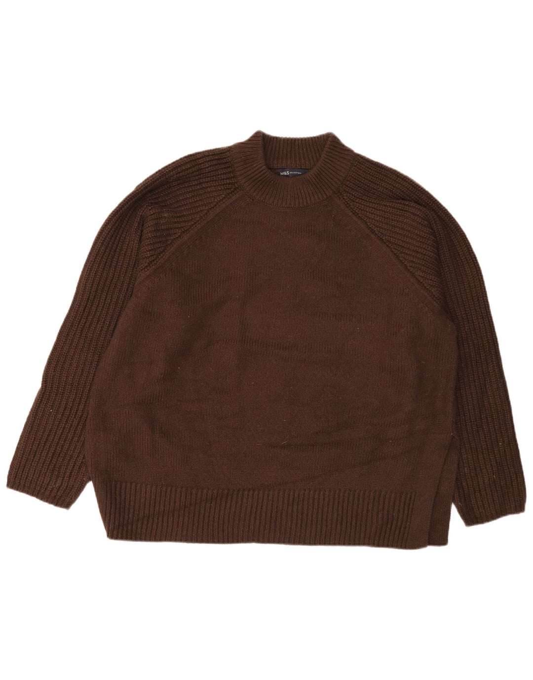 Marks & Spencer Womens Turtle Neck Jumper Sweater UK 16 Large Brown Acrylic