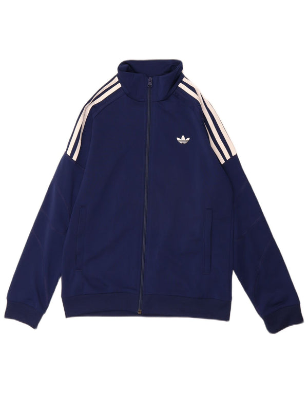 ADIDAS Boys Tracksuit Top Jacket 11-12 Years Navy Blue Polyester
