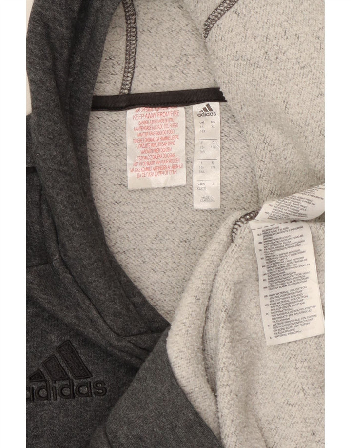 Adidas Boys Hoodie Jumper 15-16 Years Grey Cotton