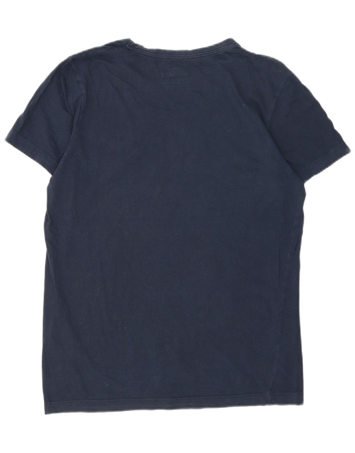 Jack & Jones Mens Graphic T-Shirt Top Medium Navy Blue Cotton