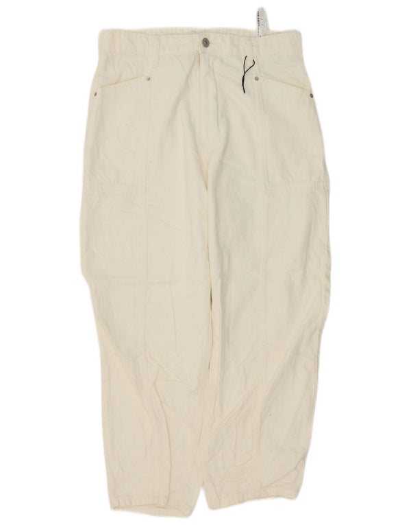 Zara Womens Loose Fit High Waist Jeans EU 42 Large W32 L28 Off White Cotton