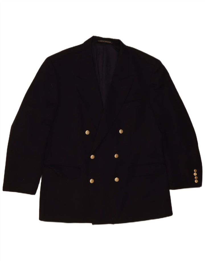 Marks & Spencer Mens Double Breasted Blazer Jacket UK 42 Large Navy Blue