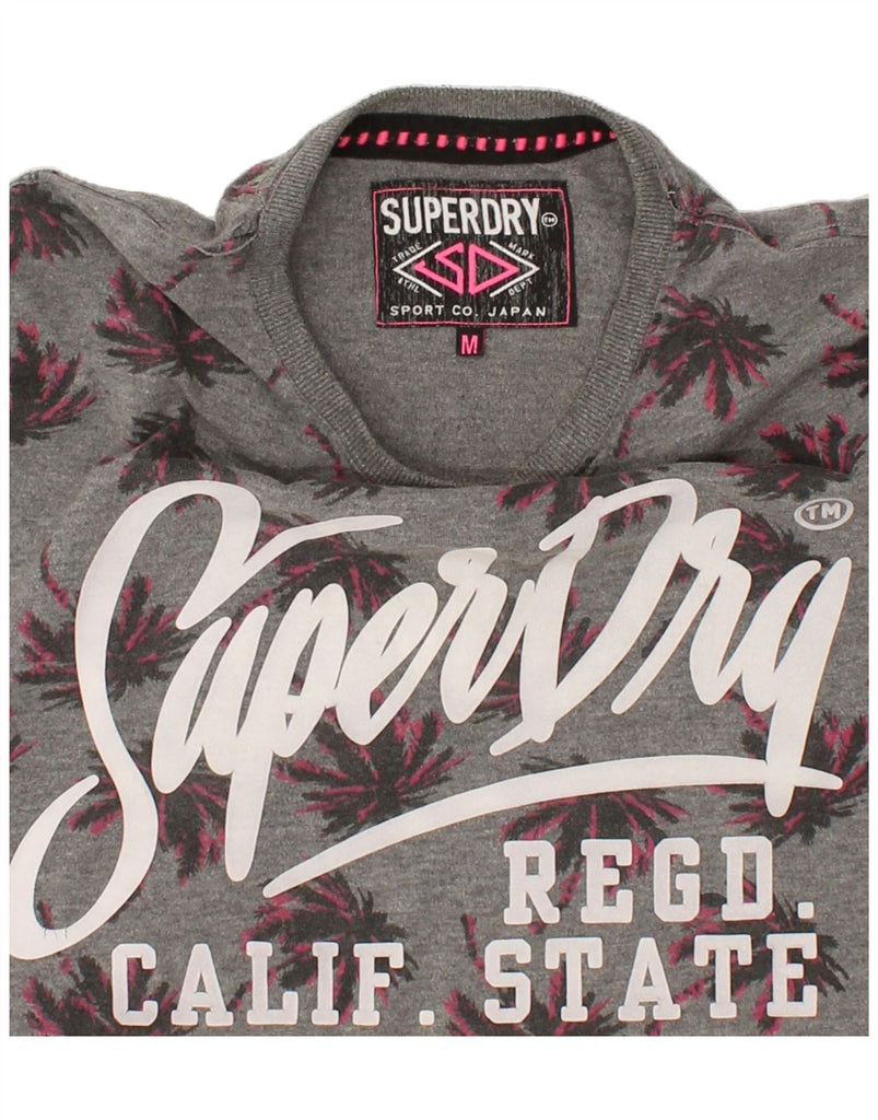 SUPERDRY Mens Graphic T-Shirt Top Medium Grey Floral Cotton Hawaiian | Vintage Superdry | Thrift | Second-Hand Superdry | Used Clothing | Messina Hembry 