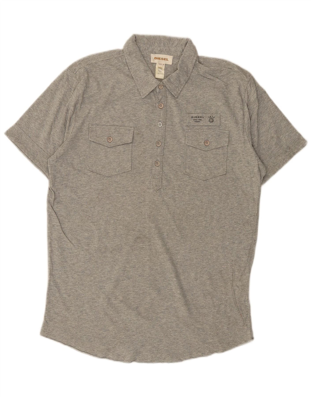 DIESEL Mens Polo Shirt Medium Grey Cotton