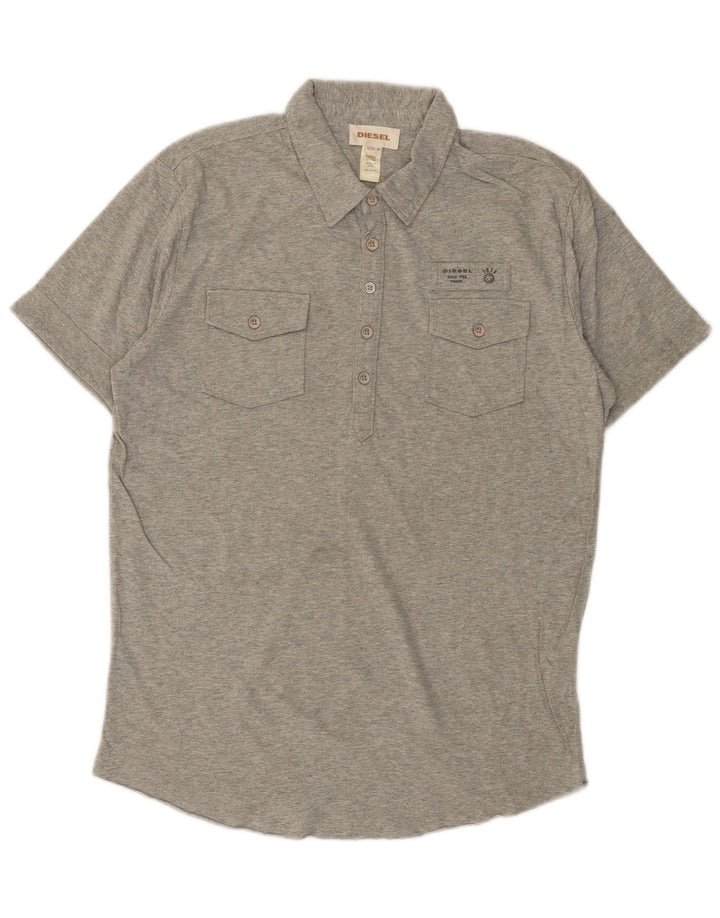 DIESEL Mens Polo Shirt Medium Grey Cotton