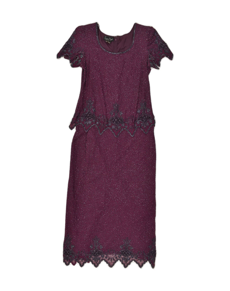 LAURENCE KOZAR Womens Evening Maxi Dress UK 16 Large Burgundy Polyester | Vintage Laurence Kozar | Thrift | Second-Hand Laurence Kozar | Used Clothing | Messina Hembry 