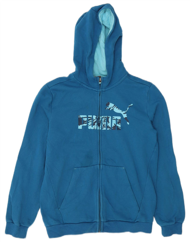 Puma Boys Graphic Zip Hoodie Sweater 13-14 Years Blue
