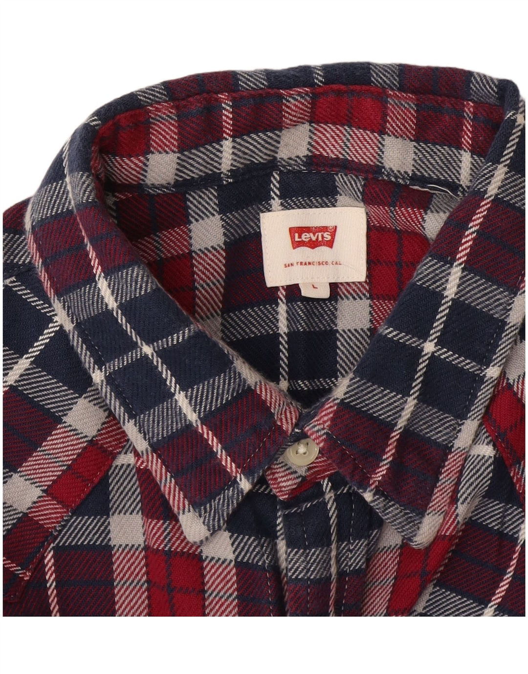 Levi's Mens Flannel Shirt Large Burgundy Check