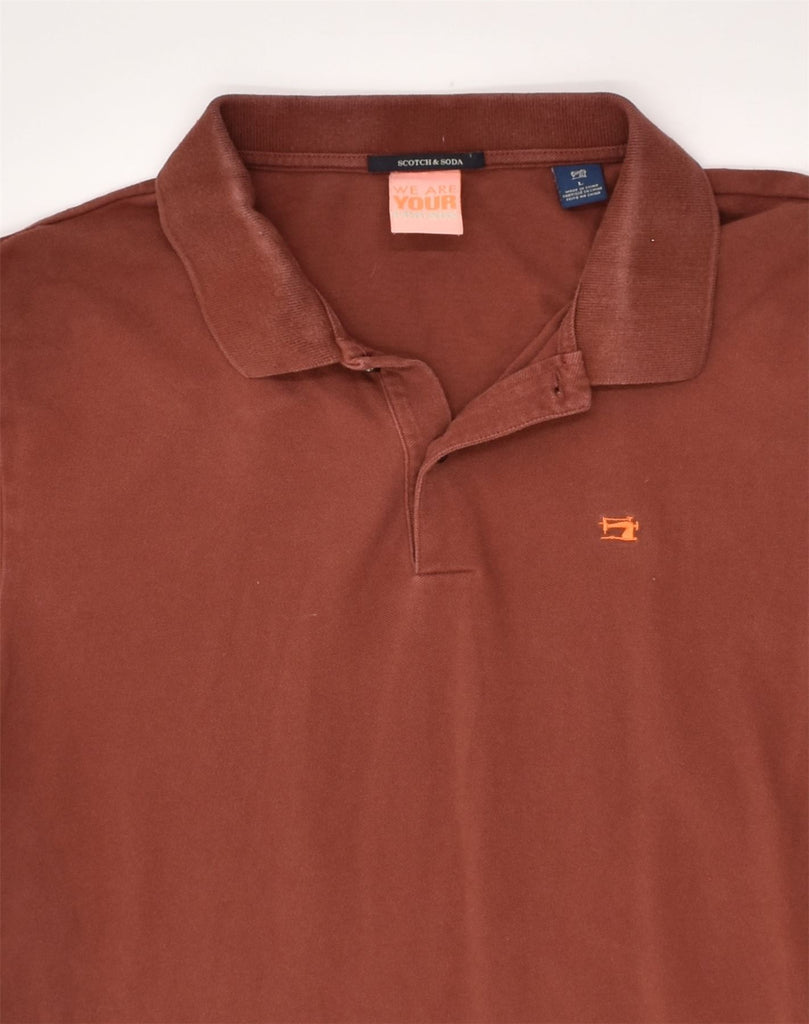 SCOTCH & SODA Mens Polo Shirt Large Brown Cotton | Vintage Scotch & Soda | Thrift | Second-Hand Scotch & Soda | Used Clothing | Messina Hembry 