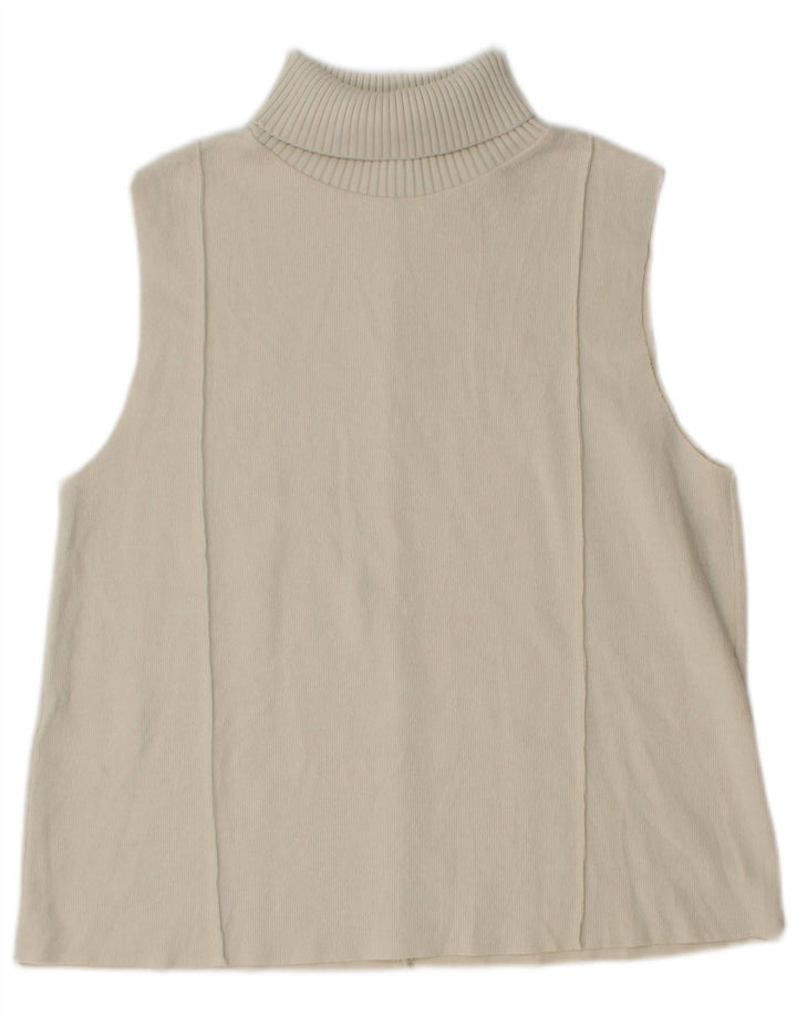 Zara Womens Roll Neck Vest Tank Top UK 14 Large Off White