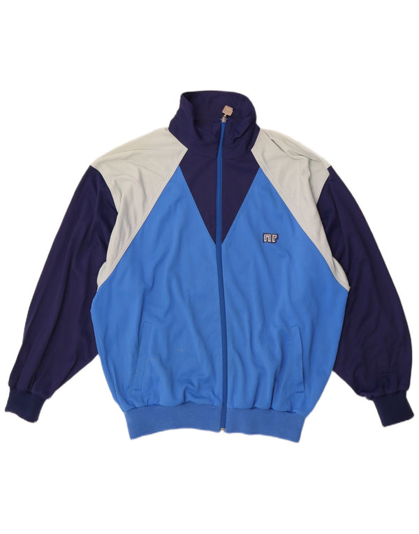 Ennerre Womens Tracksuit Top Jacket UK 20 2XL Blue Colourblock Polyamide