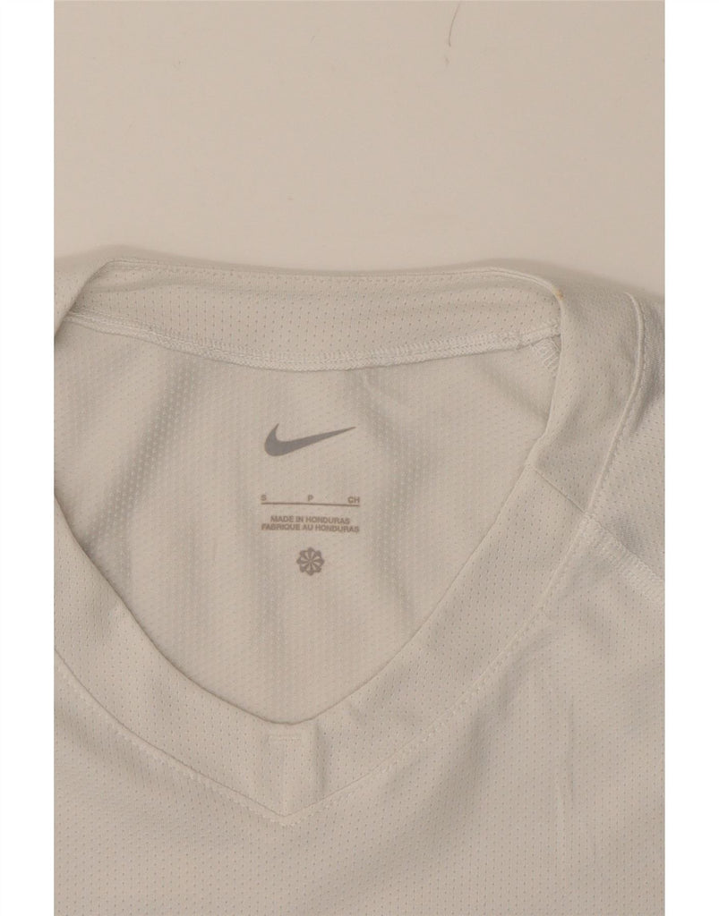 NIKE Womens Graphic T-Shirt Top UK 10 Small White Polyester Vintage Nike and Second-Hand Nike from Messina Hembry 
