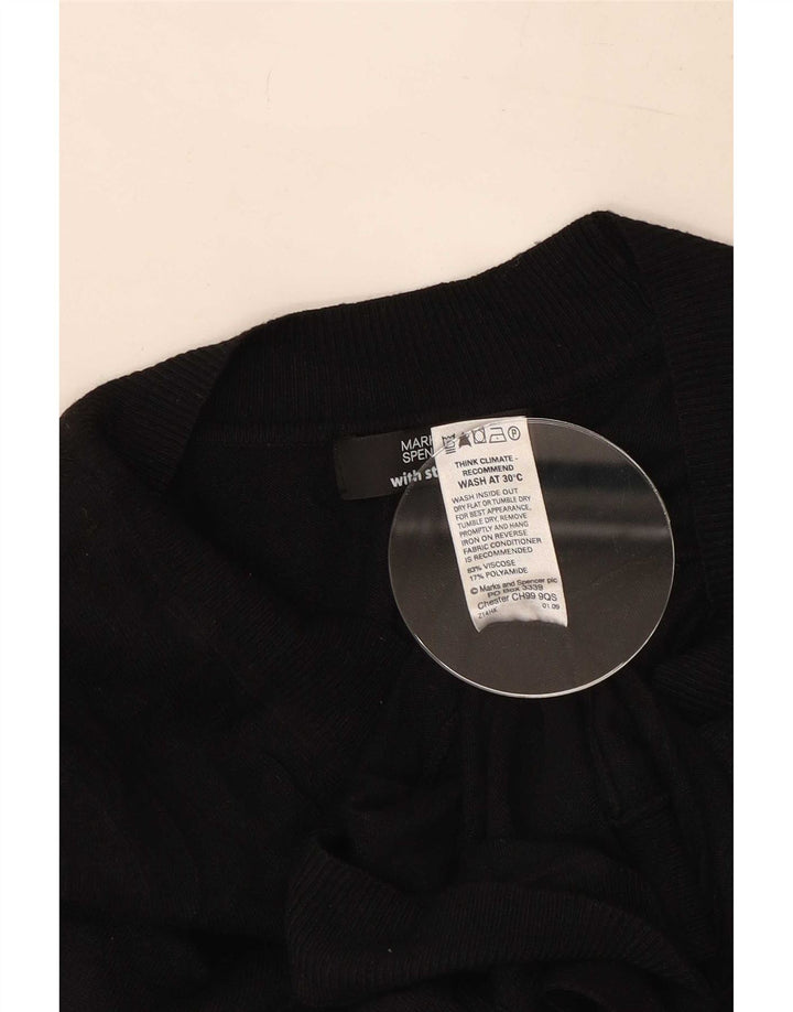 Marks & Spencer Womens Crop Cardigan Sweater UK 14 Medium Black