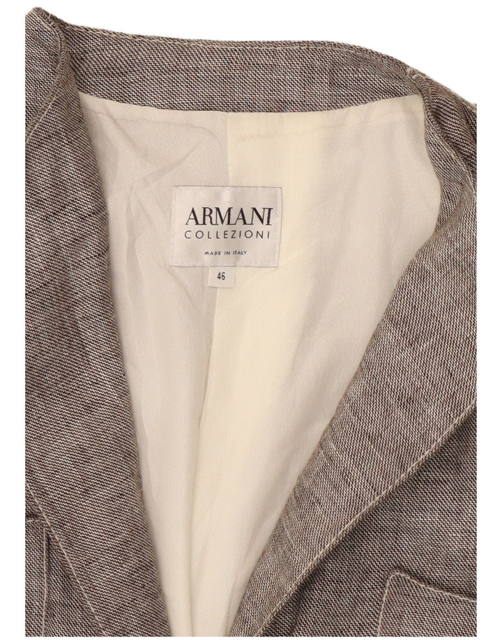 Armani Collezioni Womens 2 Button Blazer Jacket IT 46 Large Grey Linen