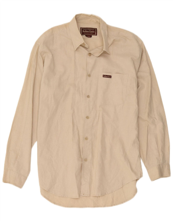 Marlboro Classics Mens Shirt Large Beige Linen