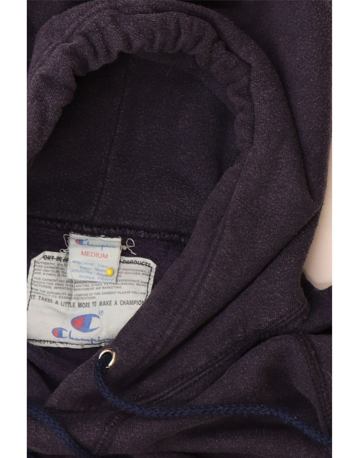 Champion Mens Graphic Hoodie Jumper Medium Navy Blue Cotton