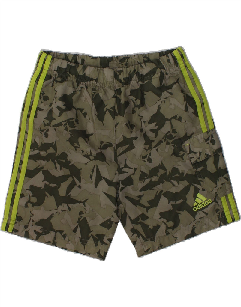 ADIDAS Boys Sport Shorts 3-4 Years Grey Camouflage Polyester | Vintage Adidas | Thrift | Second-Hand Adidas | Used Clothing | Messina Hembry 