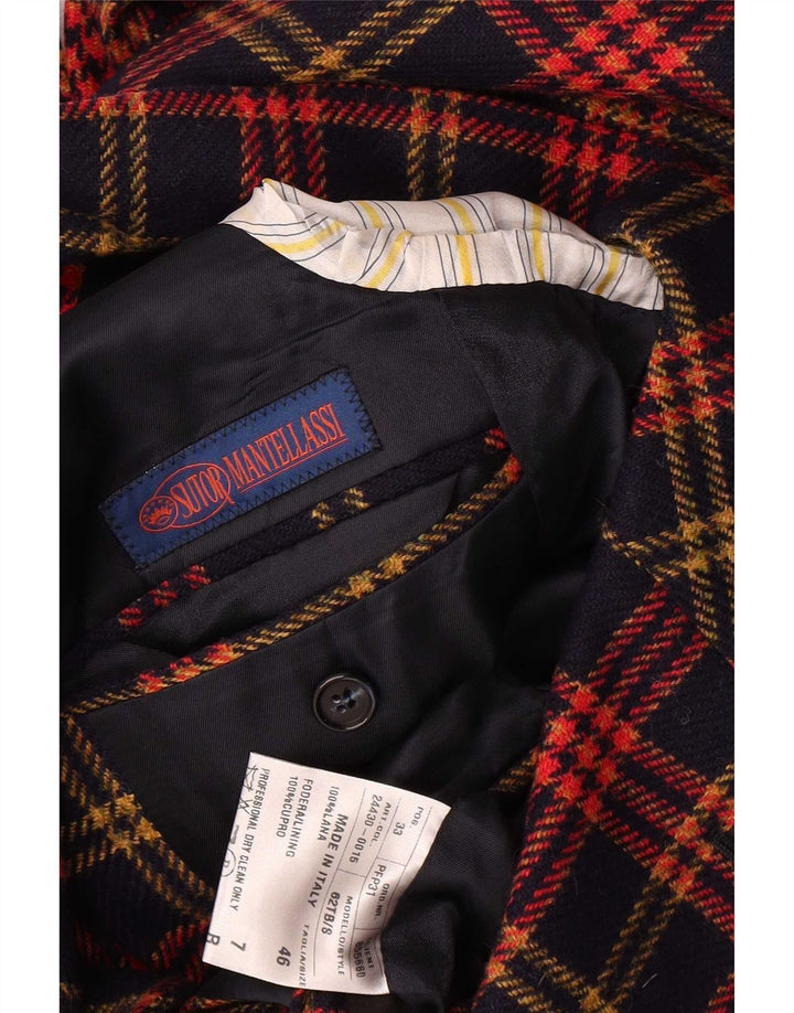 Sutor Mantellassi Mens 3 Button Blazer Jacket IT 46 Small Navy Blue Check