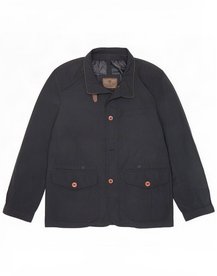 Massimo Dutti Mens Utility Jacket UK 40 Large Navy Blue Polyester