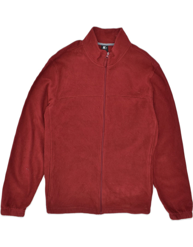 STARTER Mens Fleece Jacket UK 42 XL Burgundy Polyester | Vintage | Thrift | Second-Hand | Used Clothing | Messina Hembry 