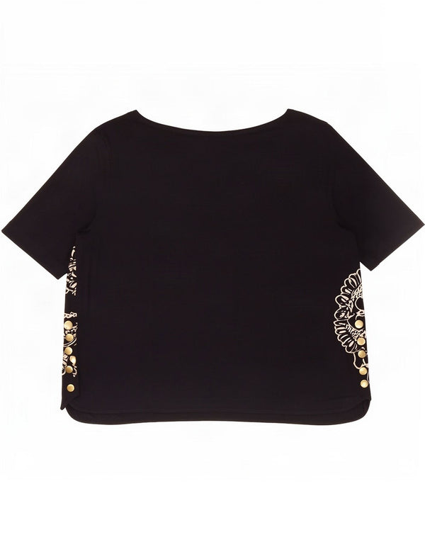 Marks & Spencer Womens T-Shirt Top UK 24 4XL Navy Blue Floral Viscose