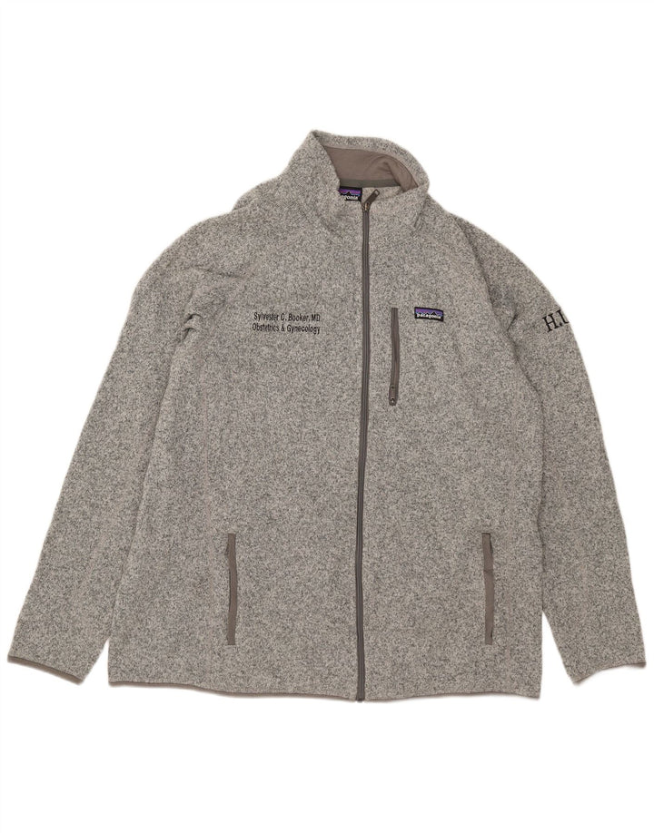 Patagonia Mens Graphic Tracksuit Top Jacket 2XL Grey Flecked Polyester
