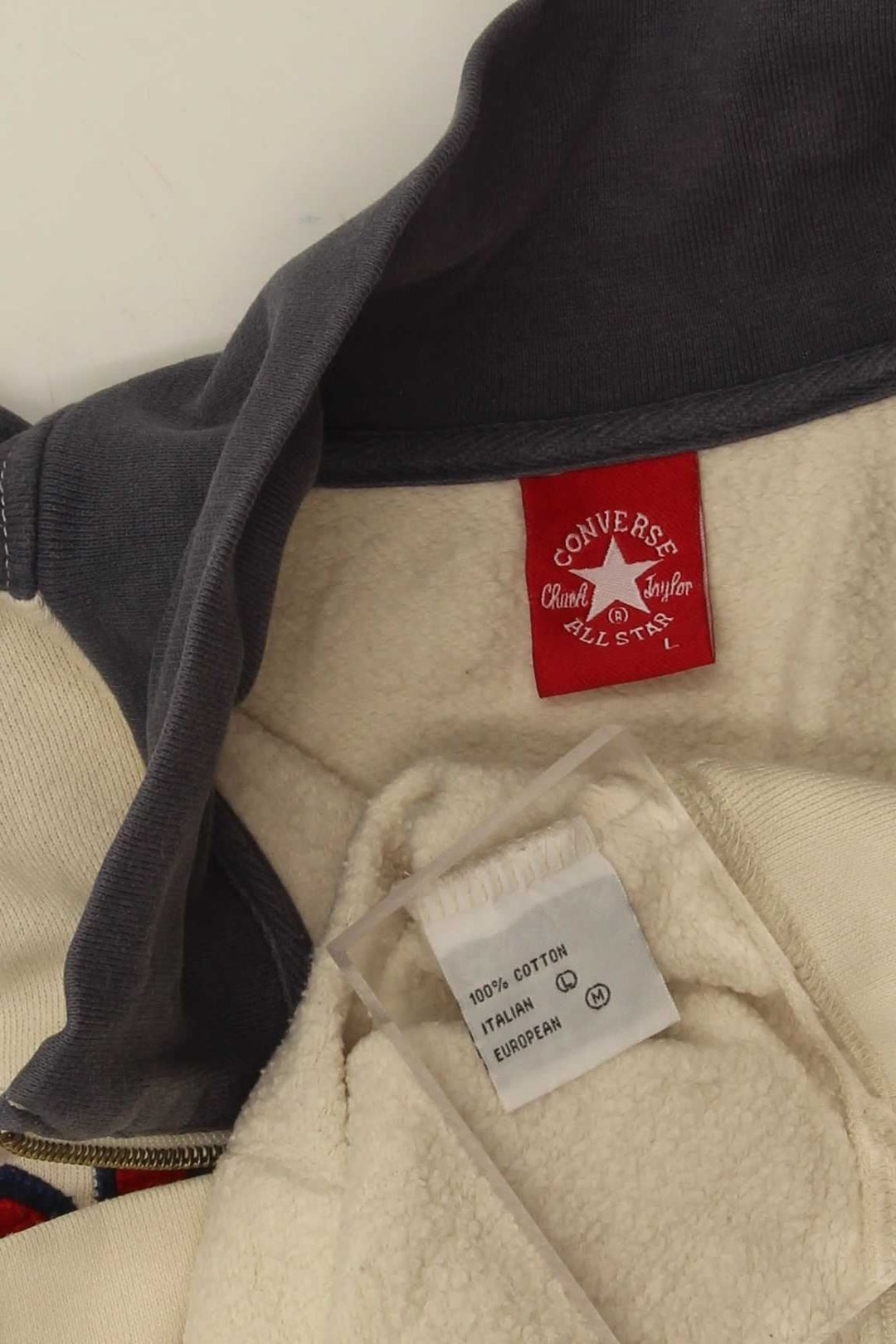 CONVERSE Mens Graphic Tracksuit Top Jacket Large White Colourblock Cotton