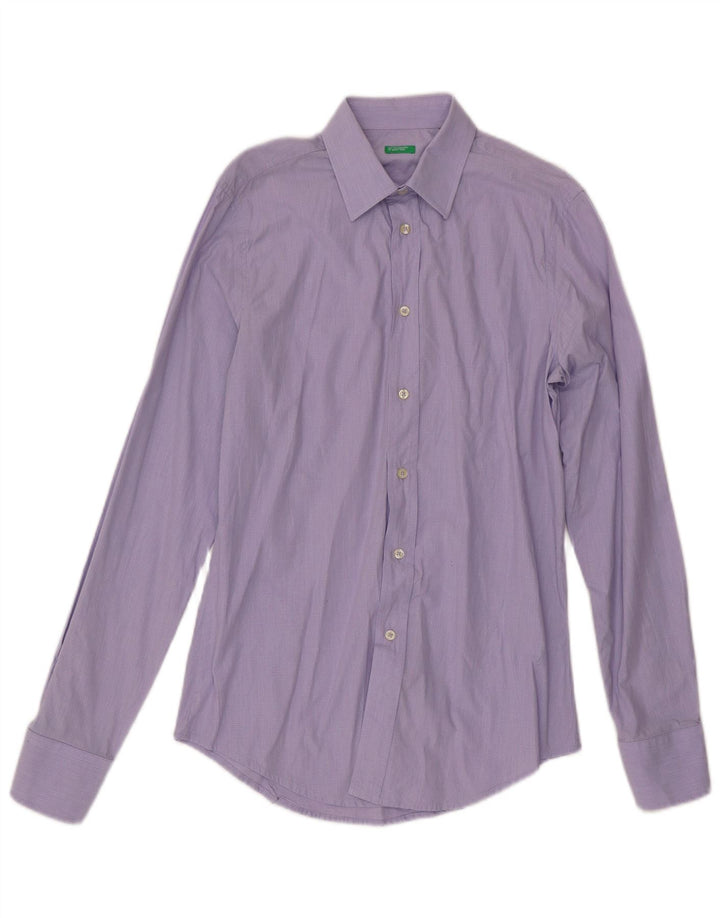 BENETTON Mens Shirt Size 40 15 3/4 Medium Purple Spotted