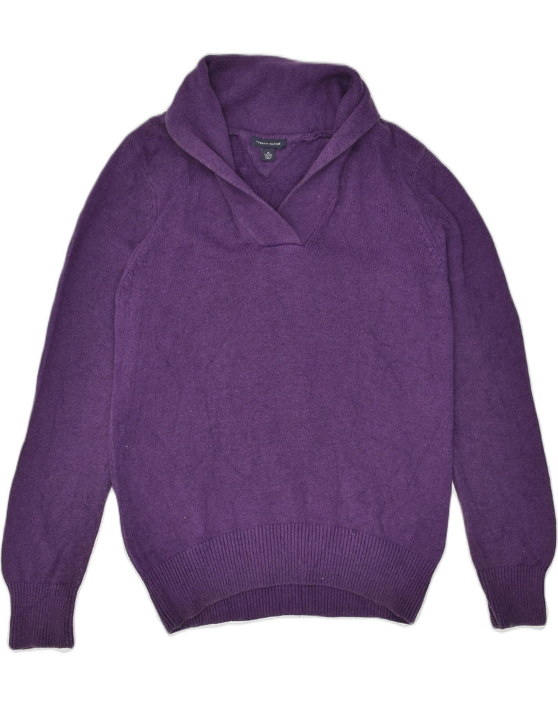 TOMMY HILFIGER Womens Shawl Neck Jumper Sweater UK 18 XL Purple Cotton | Vintage Tommy Hilfiger | Thrift | Second-Hand Tommy Hilfiger | Used Clothing | Messina Hembry 